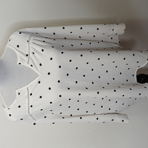 Fever women's slit collar polka dot quarter sleeve blouse size large - Picture 2 of 13